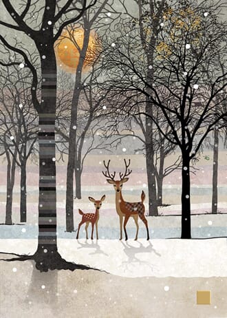 Doble julekort 12x17, Scenics, Forest Deer