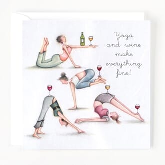 Kort 15x15cm Berni Parker Yoga and Wine