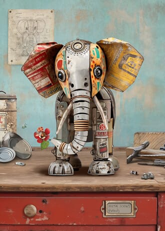 Kort Bug Art Scrap Elephant